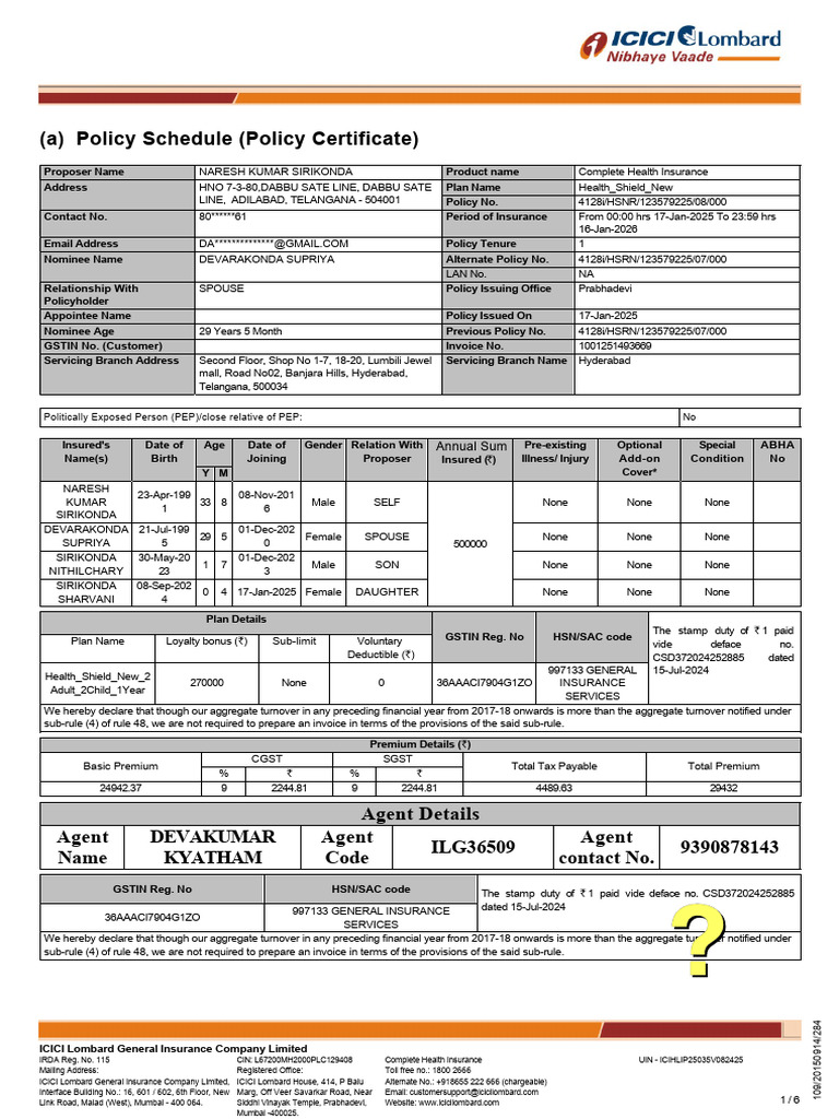 Complete Health Insurance Policy Certificate | PDF | Insurance ...