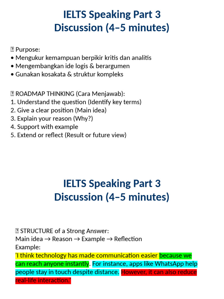 IELTS Speaking Part 3 Guide | PDF