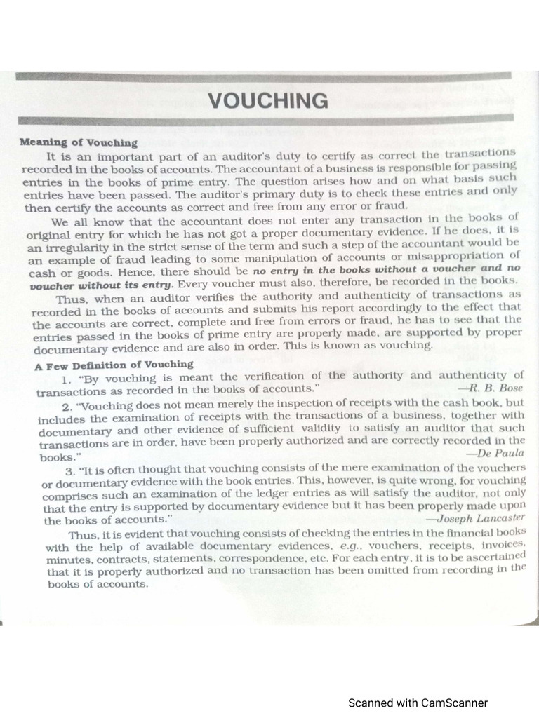 Chapter 3 - Vouching and Verification (Part 1 - Vouching) | PDF