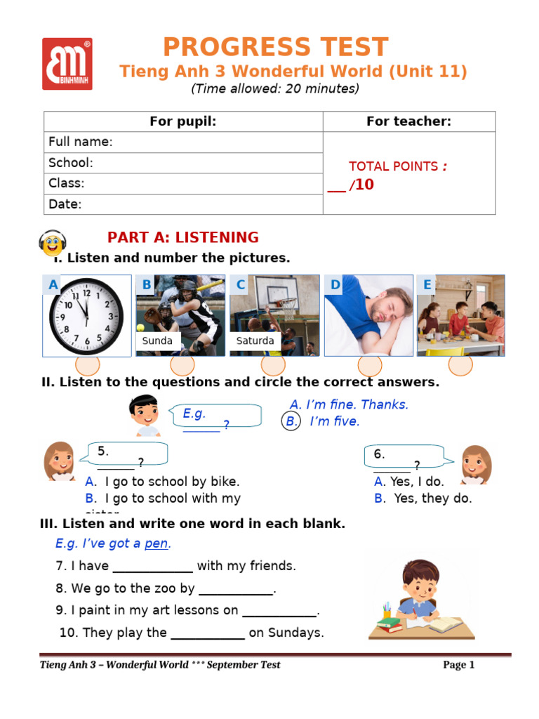 year 3 progression test english pdf