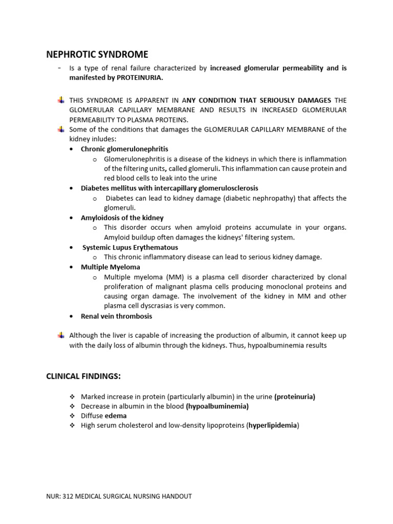 Nephrotic Syndrome Overview and Management | PDF | Kidney | Kidney Disease
