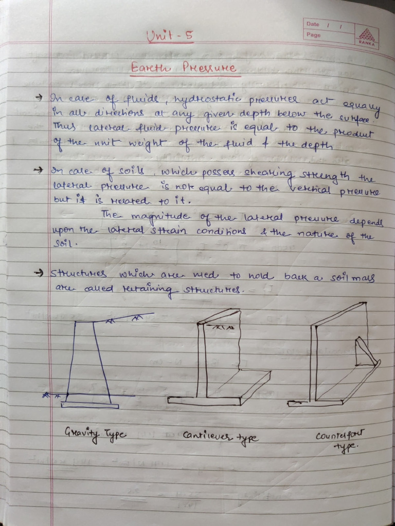 Earth Pressure and Soil Mechanics Analysis | PDF