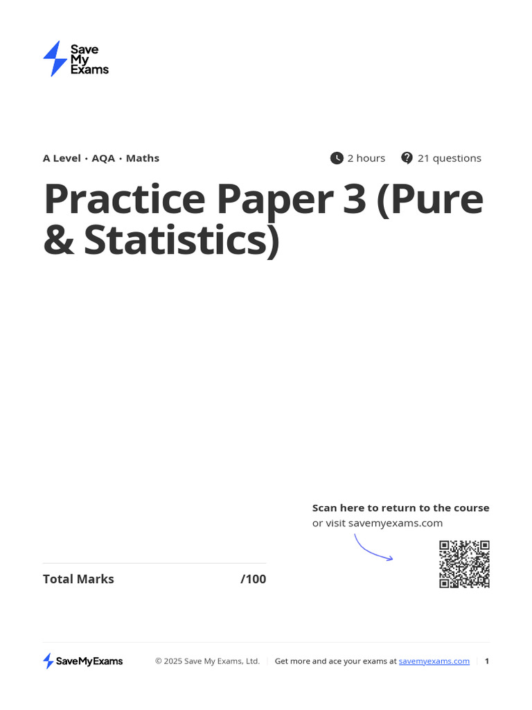A Level Maths Practice Paper 3 | PDF | Radioactive Decay | Quartile