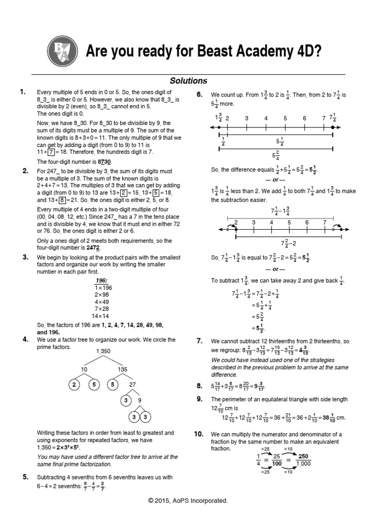 Beast Academy 4D Math Problems Guide | PDF | Discrete Mathematics | Numbers
