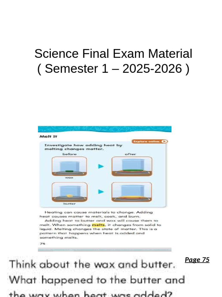 Science Final Exam Semester 1 (Book Pages) | PDF