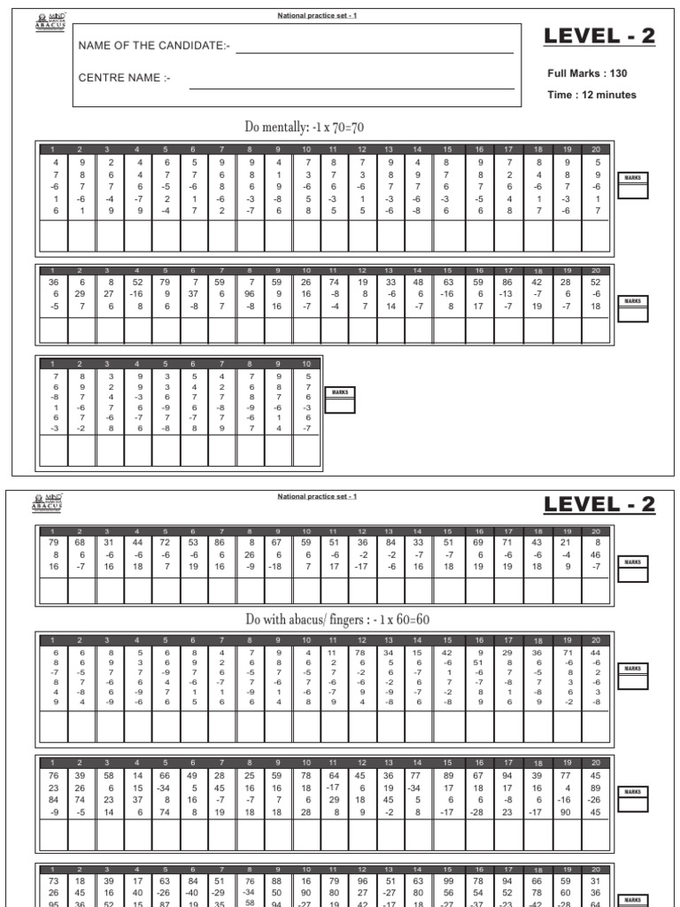 National Practice Set 1 - Level 2 Marks | PDF