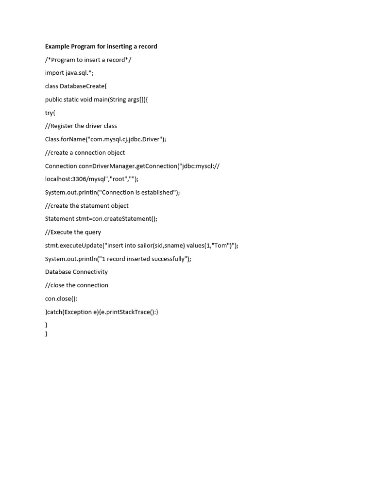 Java SQL CRUD Operations Example | PDF