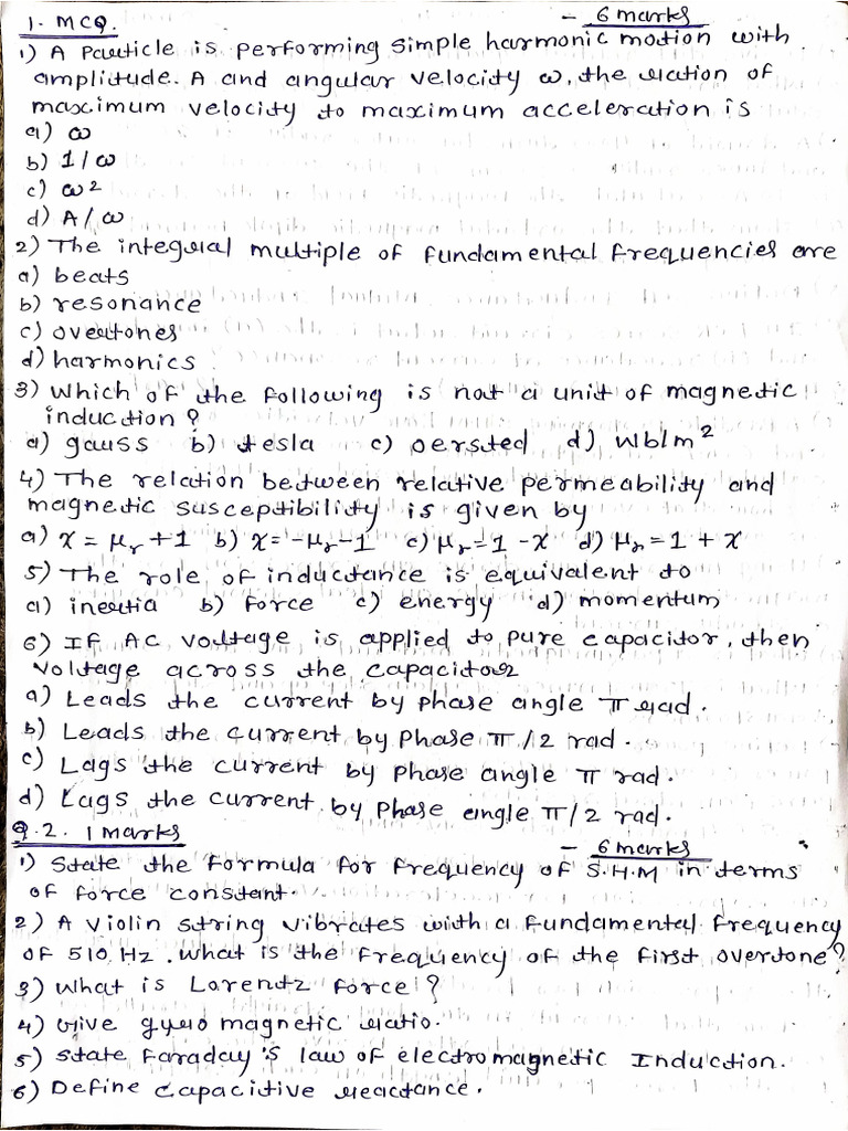 1st - Paper - 40 Marks 12th Paper (Osc, Spow, Meoc, MM, Emi, Ac) | PDF
