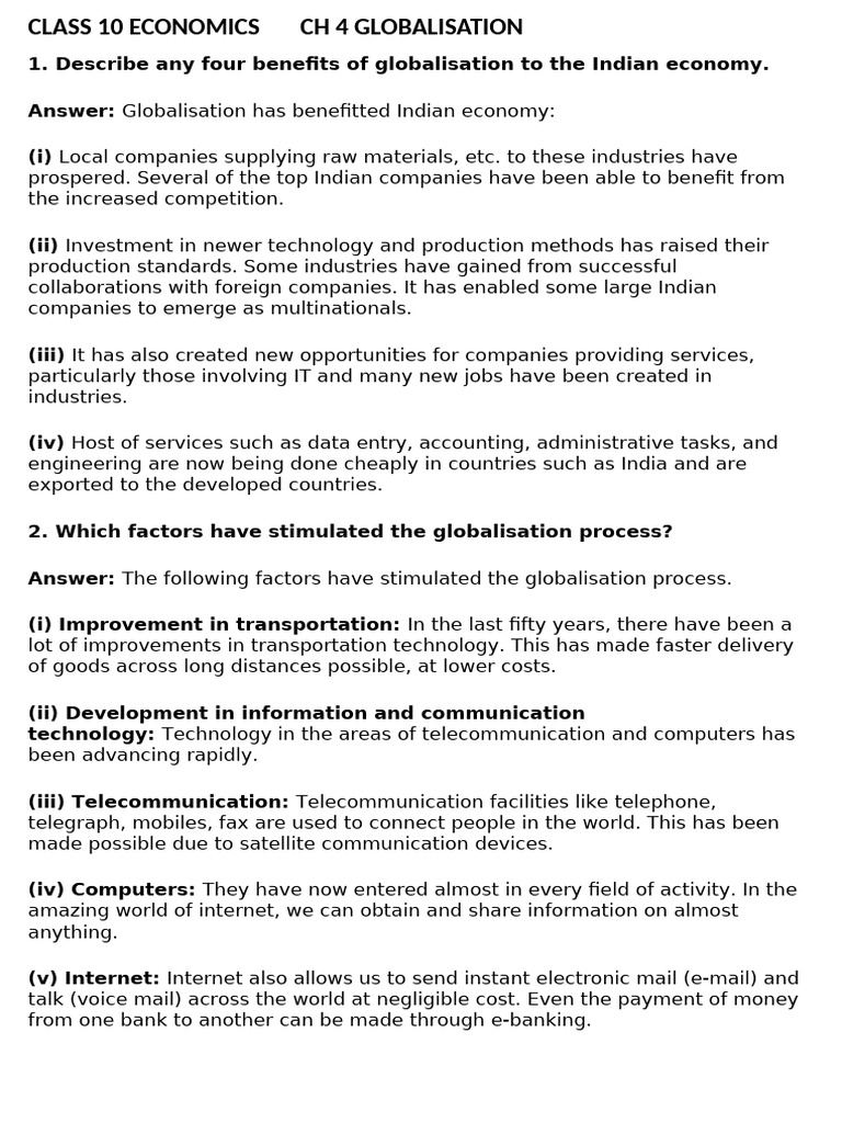 Benefits and Challenges of Globalisation in India | PDF | Globalization ...