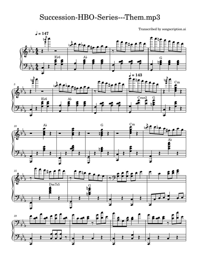 Succession (HBO Series) - Theme Song - Piano Cover + Sheet Music | PDF