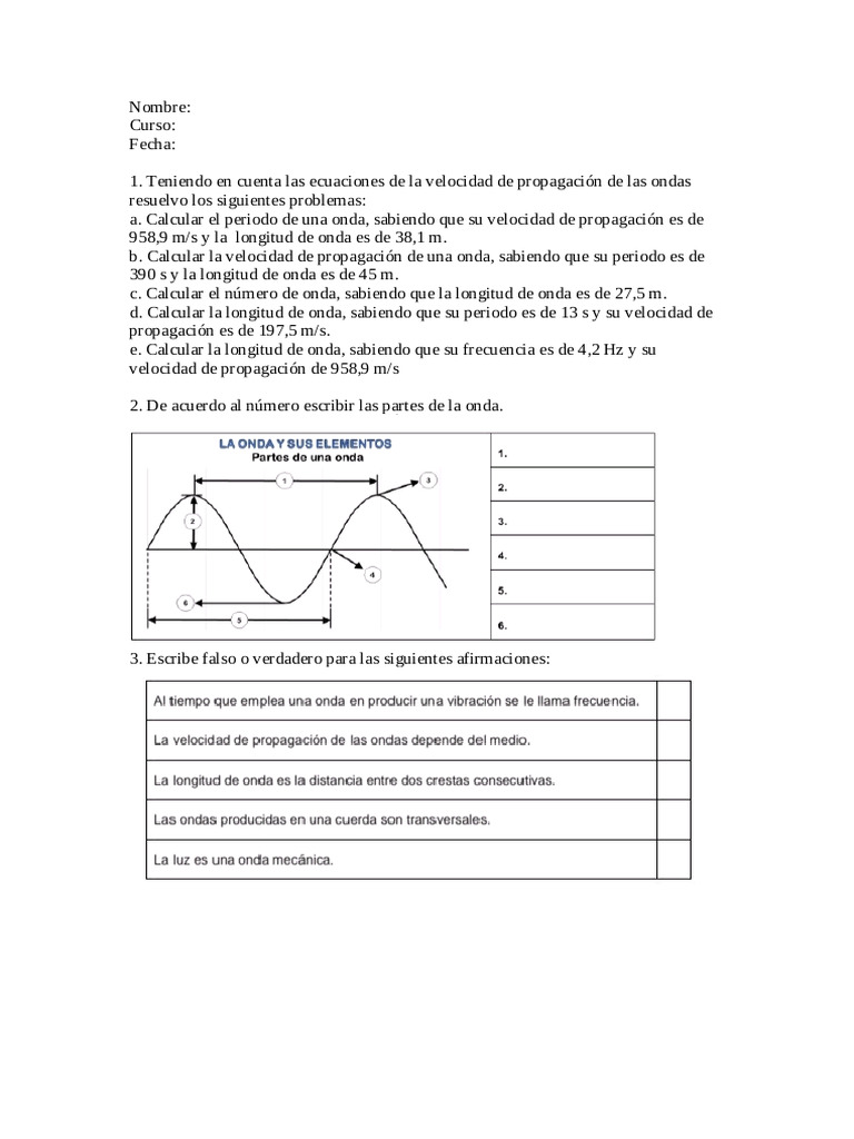 10° Clase 2 Ondas Taller | PDF