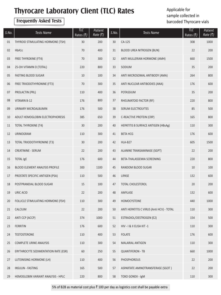 Comprehensive Test Price List | PDF | Medical Specialties | Endocrinology