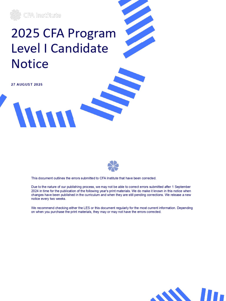 CFA Level I 2025 Error Corrections | PDF | Statistical Significance | P ...
