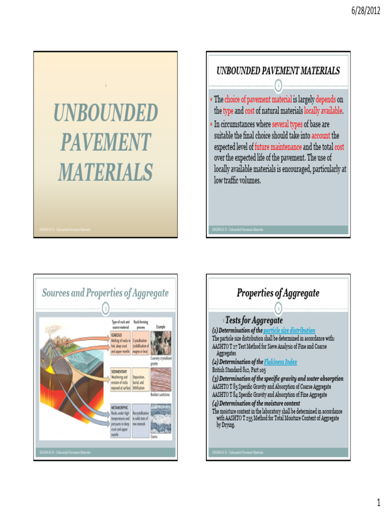 Unbounded Pavement Materials Guide | PDF | Road Surface | Road