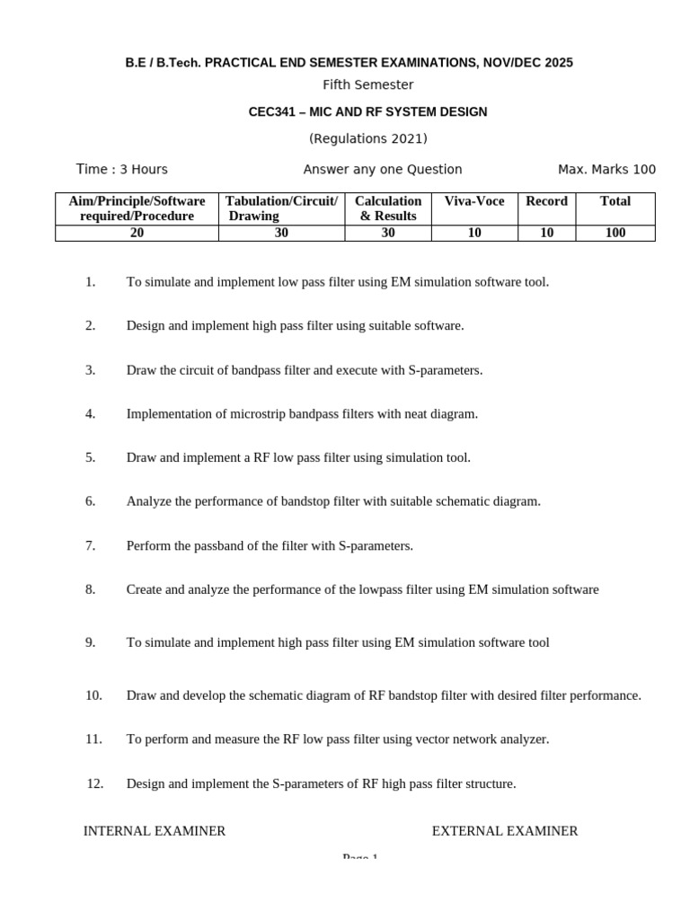 RF System Design Exam Questions | PDF