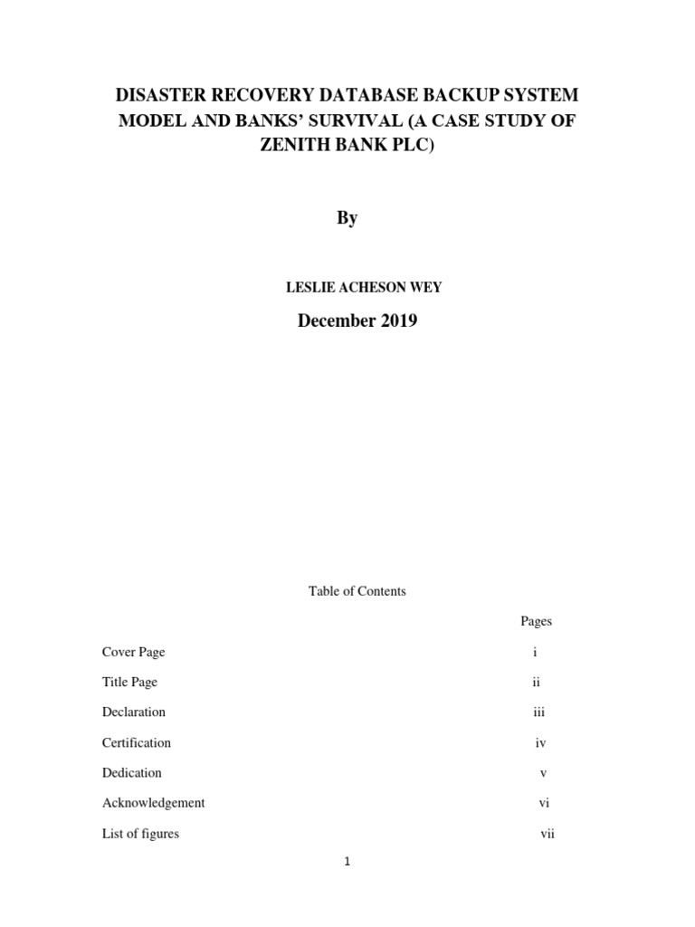 Disaster Recovery for Banks: Zenith Case Study | PDF | Backup | Databases