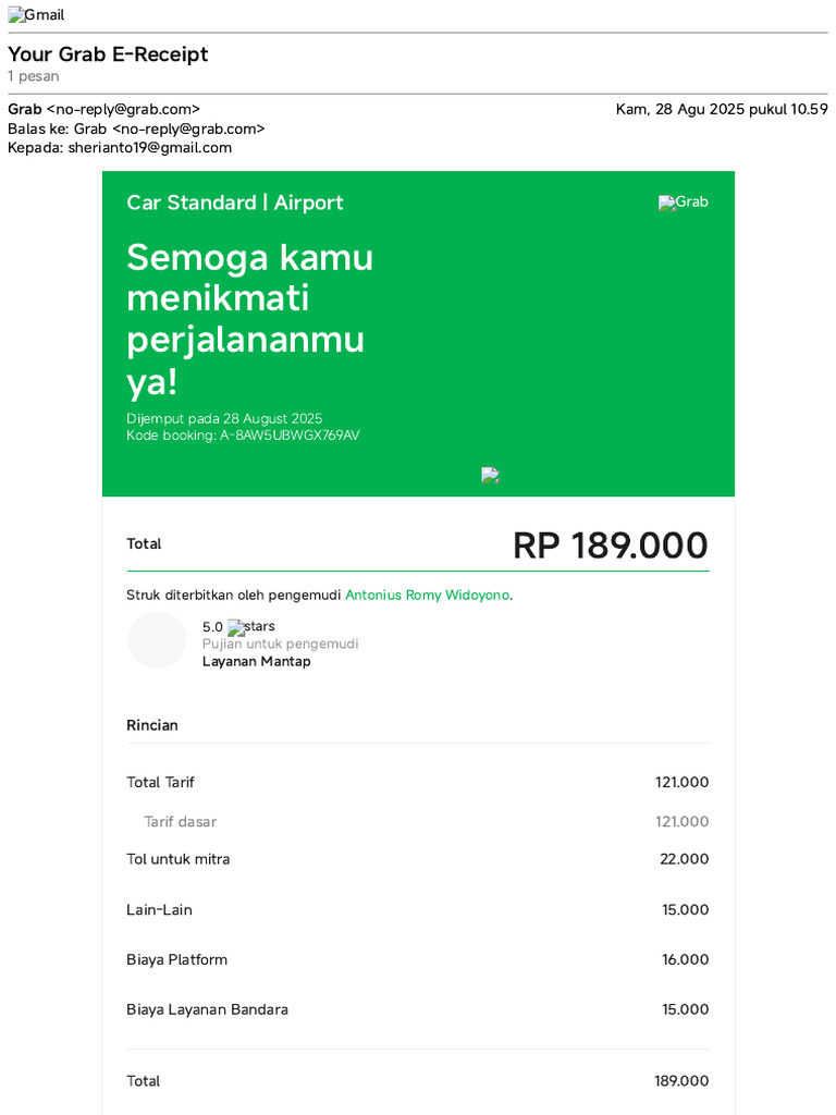 Gmail - Your Grab E-Receipt | PDF