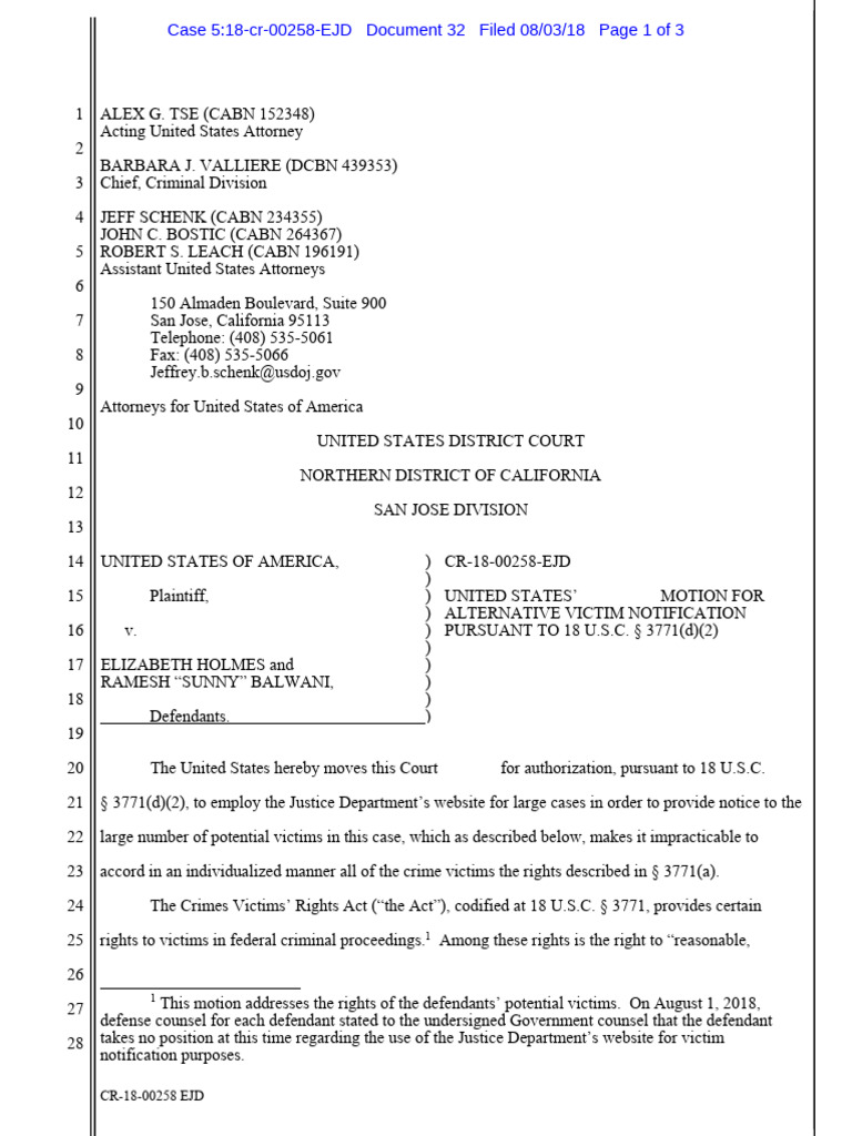 Ex Parte Motion for Victim Notification | PDF | Title 18 Of The United ...