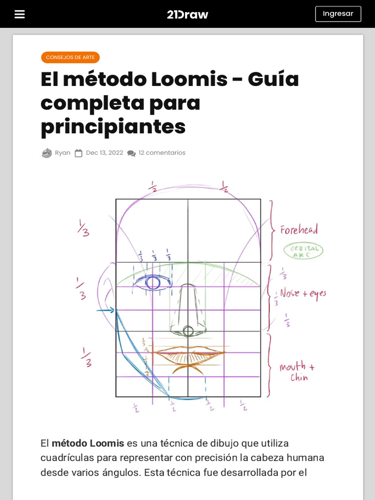 Loomis Method - Beginner's Guide on How to Draw He | PDF | Cara | Cráneo