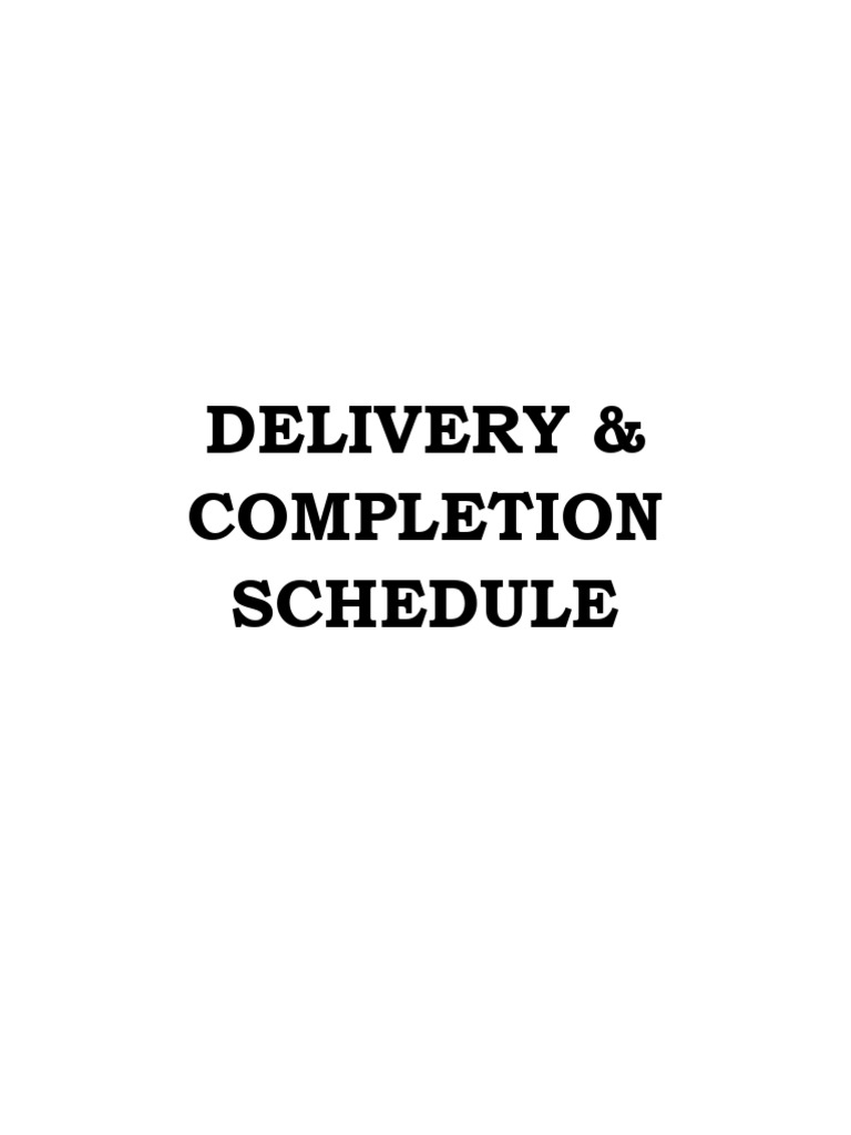 Delivery & Completion Schedule Partition | PDF