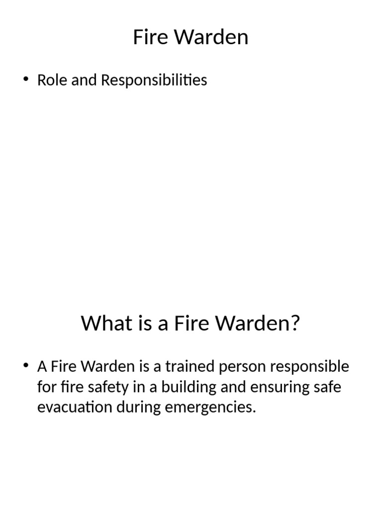 Fire Warden Roles and Responsibilities | PDF