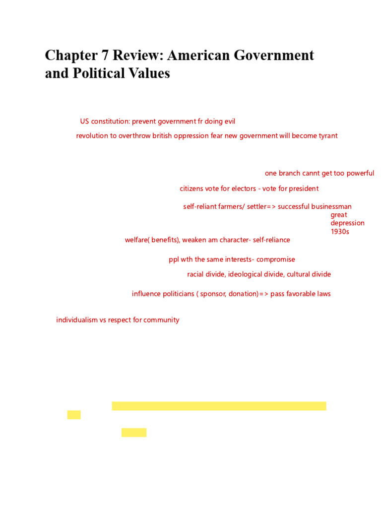 American Government Values Quiz Review | PDF | United States Congress ...