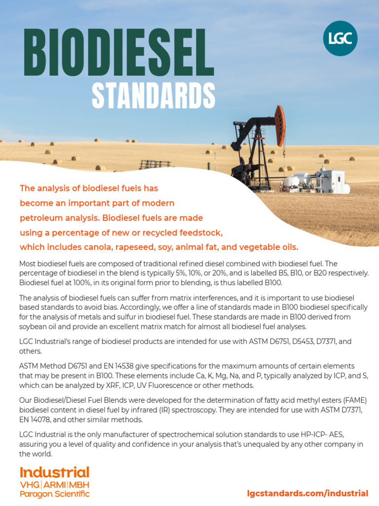 Biodiesel Fuel Analysis Standards Guide | PDF | Biodiesel | Diesel Fuel