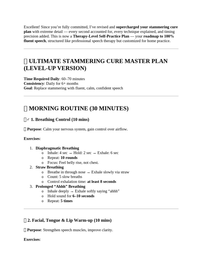 Ultimate Stammering Cure Plan Guide | PDF | Stuttering | Breathing