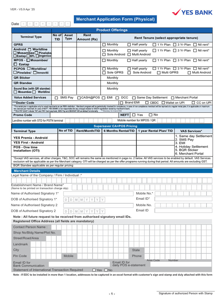 Merchant Application Form for POS Services | PDF | Service Industries ...