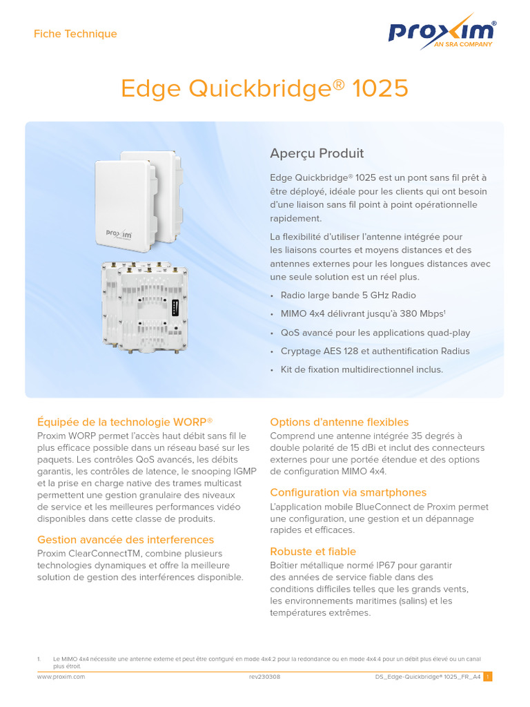 Pont sans fil Edge Quickbridge 1025 | PDF | Qualité de service ...