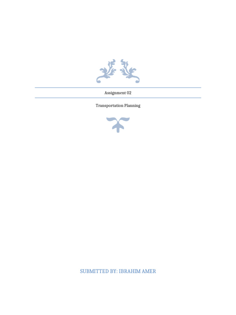 Transportation Planning Assignment 01 | PDF