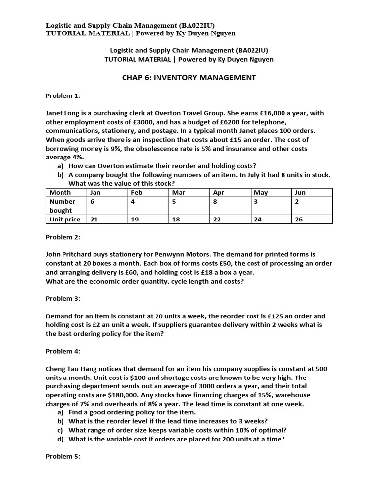 Inventory Management Tutorial Guide | PDF | Inventory | Supply Chain