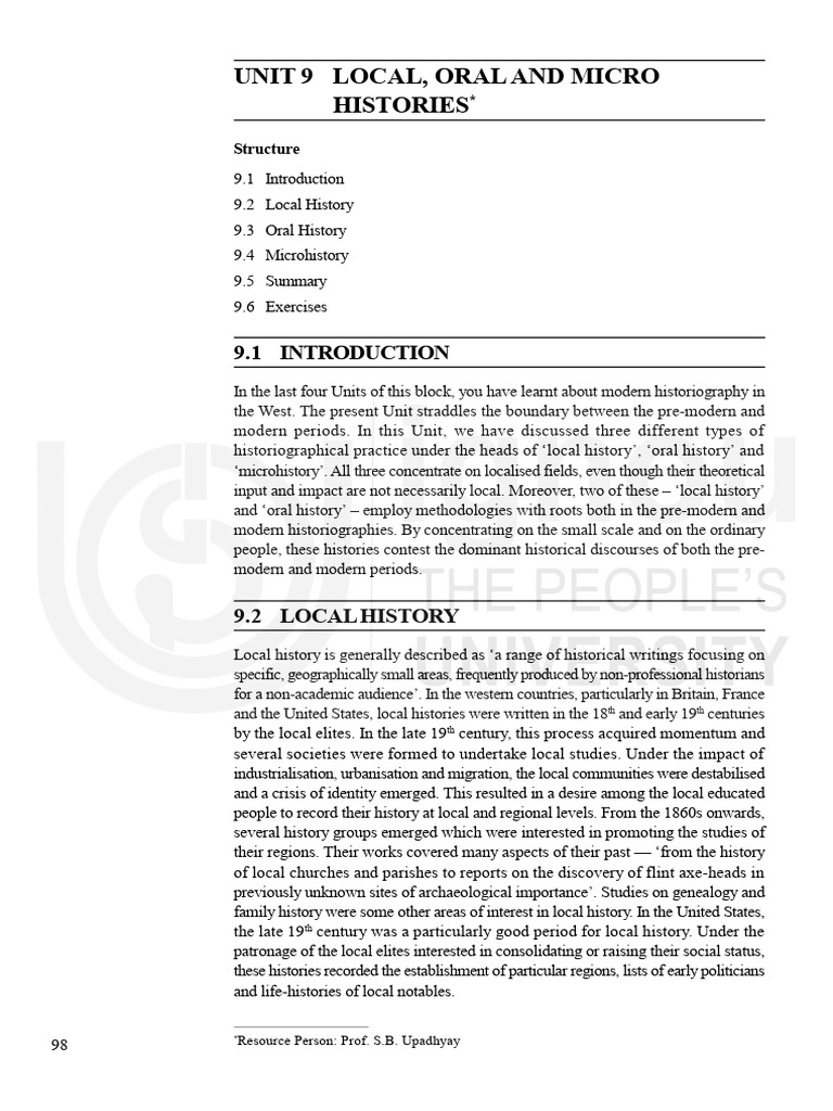Local, Oral, and Micro Histories Explained | PDF | Oral History ...