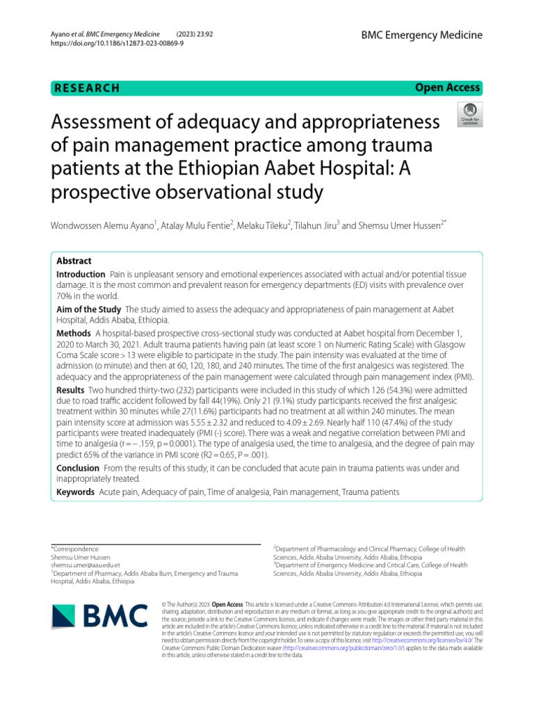 Pain Management in Trauma Patients Study | PDF | Pain Management | Opioid