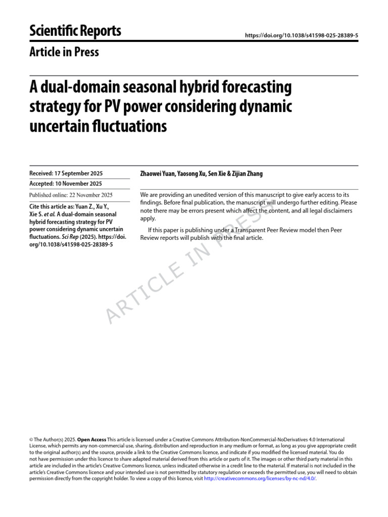 Hybrid PV Power Forecasting Strategy | PDF | Forecasting | Deep Learning