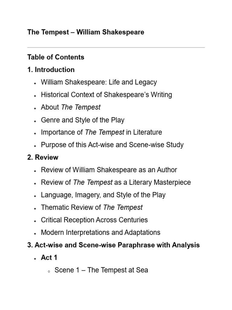 The Tempest: A Comprehensive Study Guide | PDF | The Tempest | William ...
