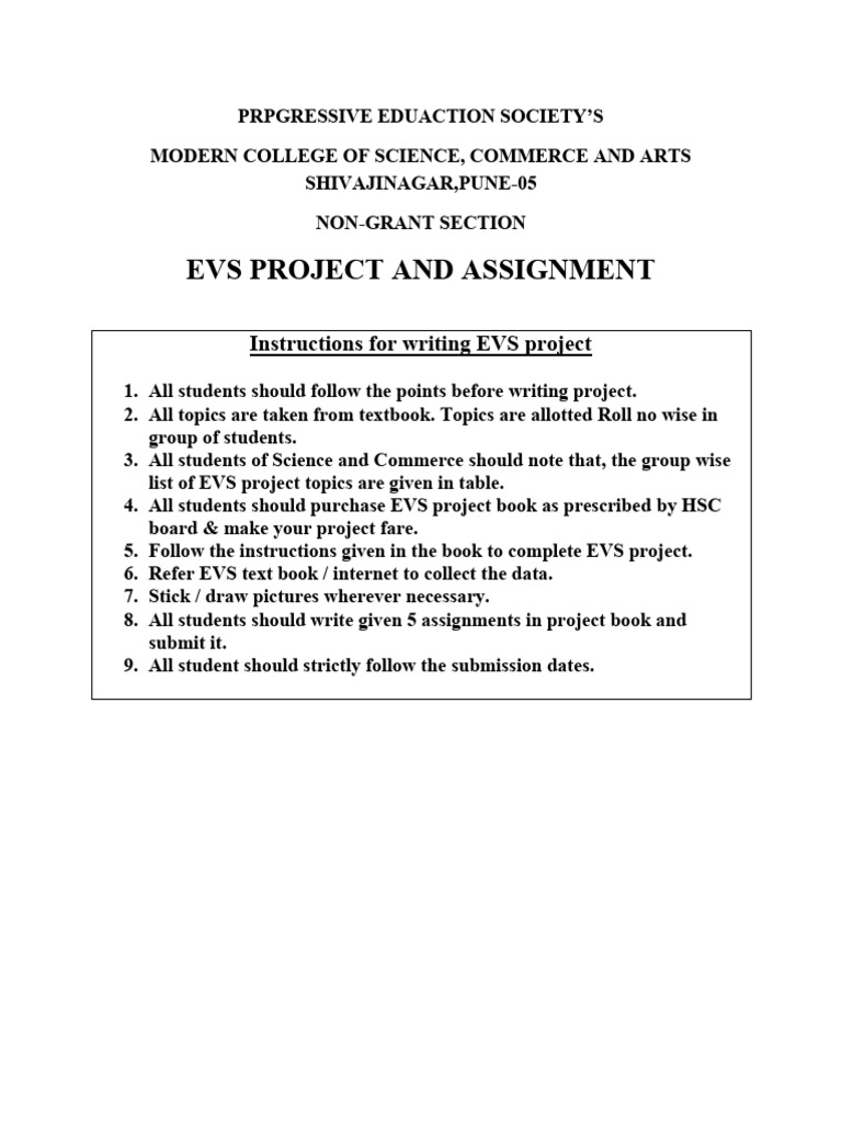 EVS Project Guidelines for XII Science | PDF | Agriculture | Pesticide