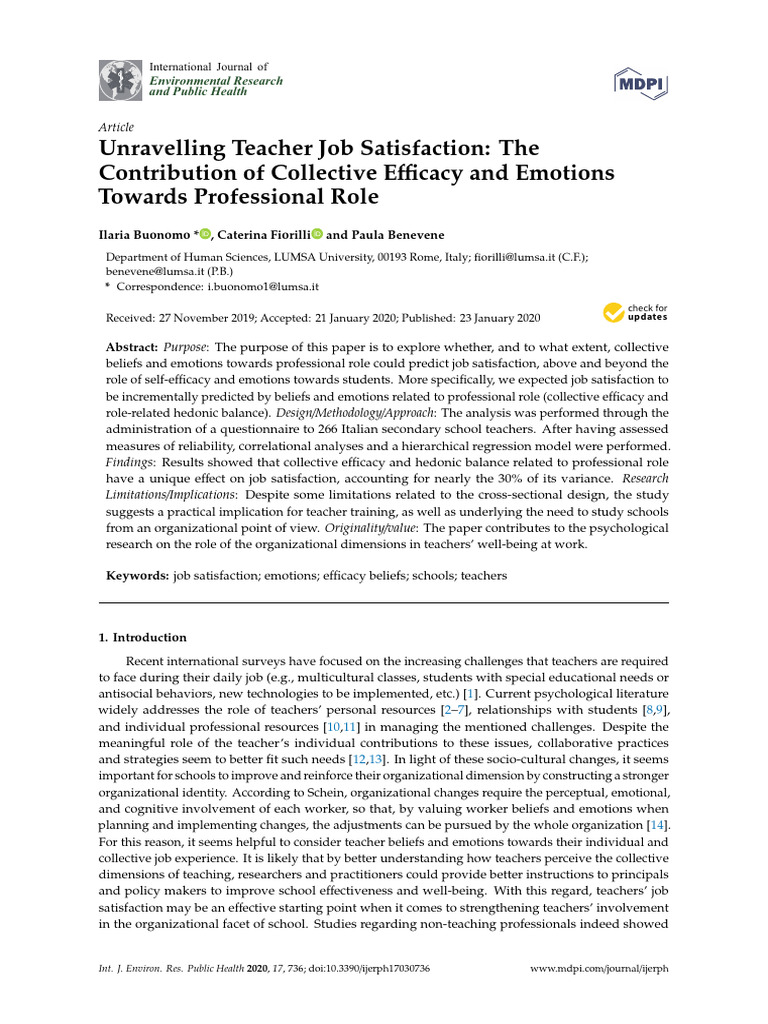 Unravelling Teacher Job Satisfaction - The Contribution of Collective ...