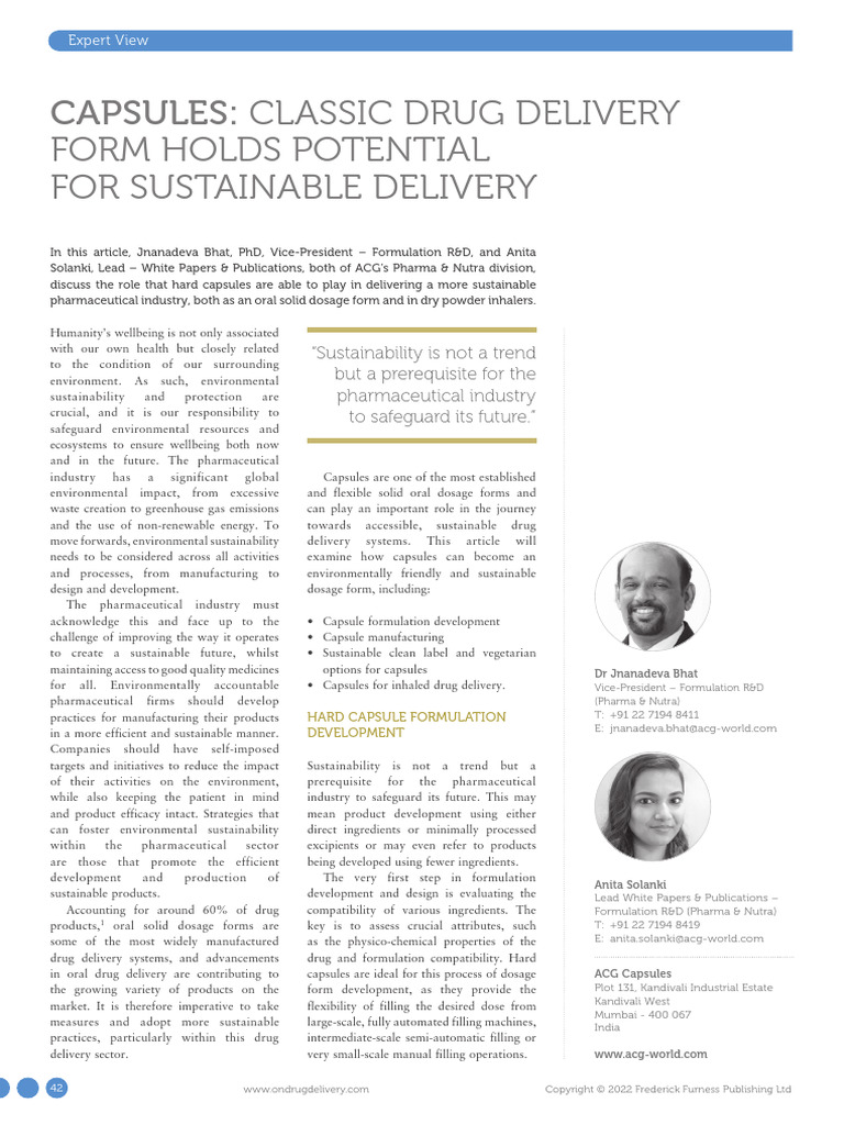 Sustainable Practices in Capsule Manufacturing | PDF | Pharmaceutical ...