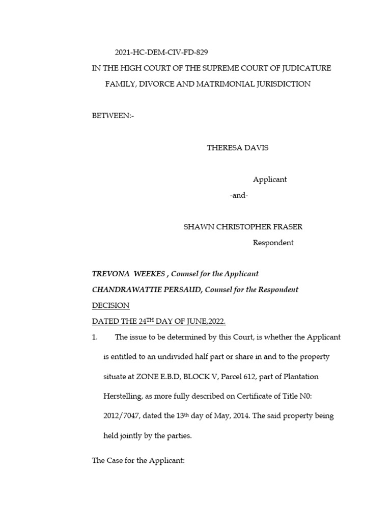 Davis V Fraser Decision | PDF | Mortgages | Private Law