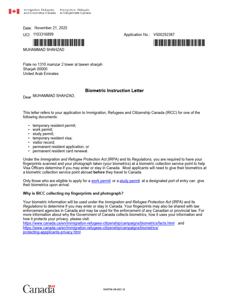 Biometric Collection Instructions for IRCC | PDF | International Law ...