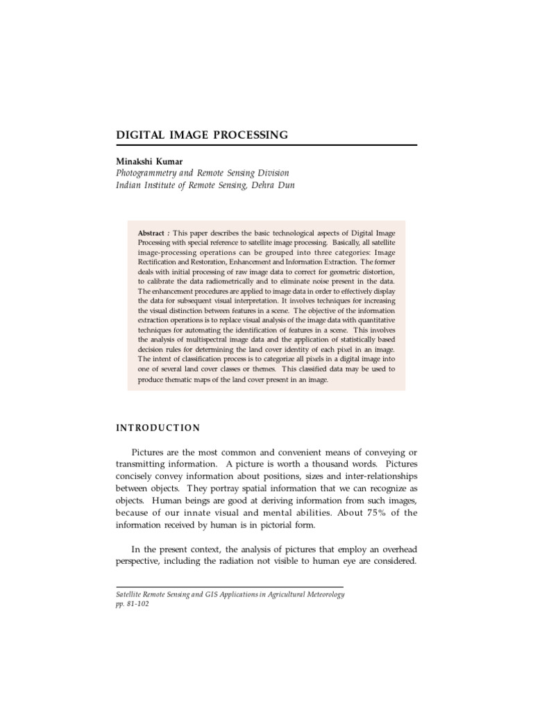 Digital Image Processing Techniques | PDF | Statistical Classification ...