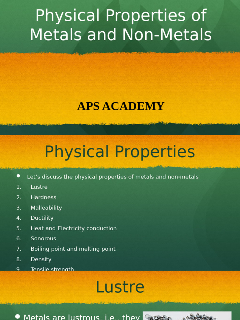 Physical Properties of Metals vs Non-Metals | PDF | Metals | Ductility