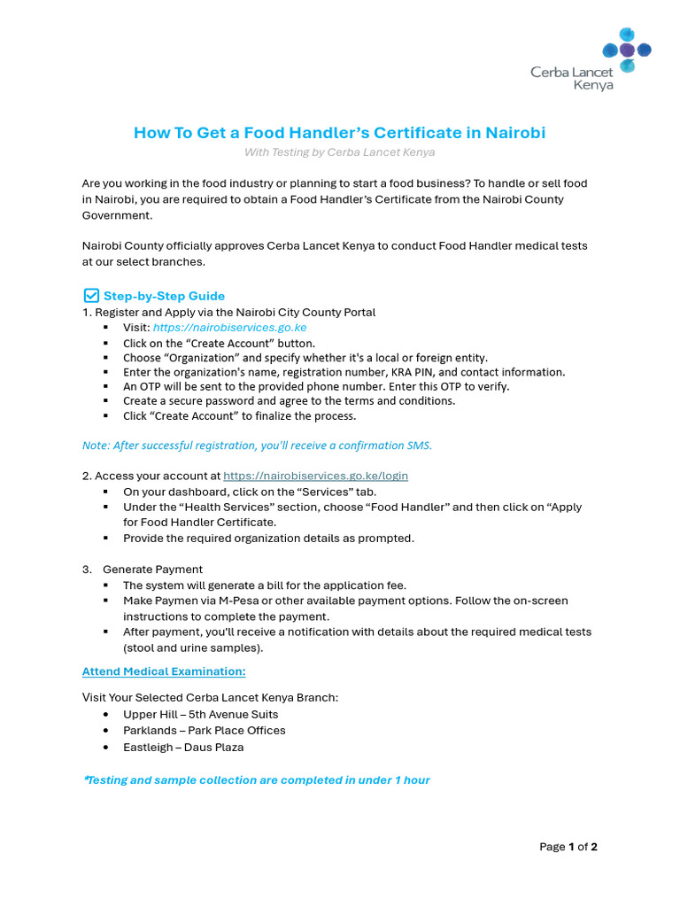Food Handler Certificate Guide Nairobi | PDF | Waiting Staff