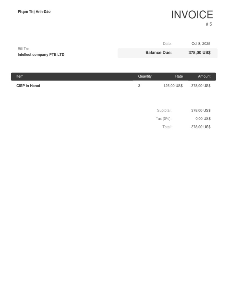 Invoice #5 for CISP Services | PDF