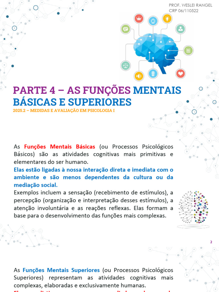 Parte 4 - As Funções Mentais Básicas e Superiores RT | PDF | Raciocínio ...