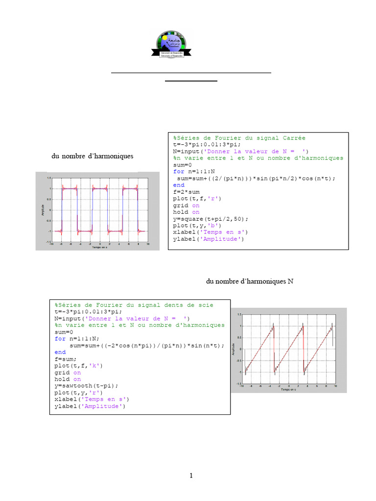 Séries de Fourier des signaux périodiques | PDF | Analyse mathématique ...
