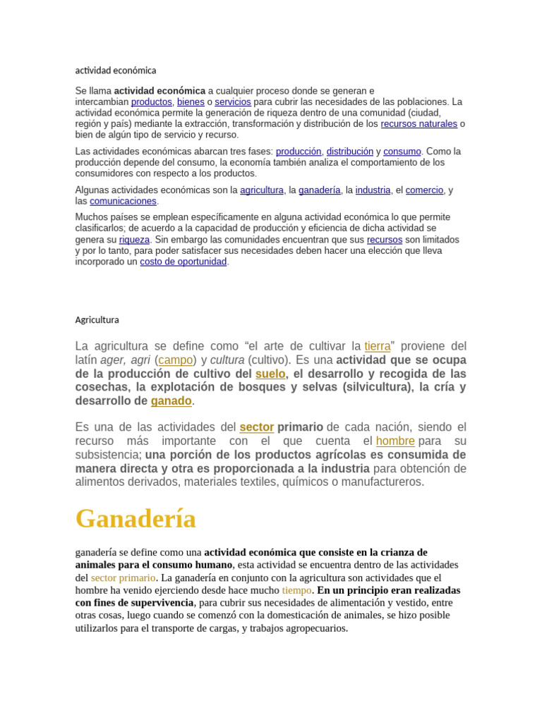Actividades Económicas: Tipos y Funciones | PDF | Agricultura | Minería