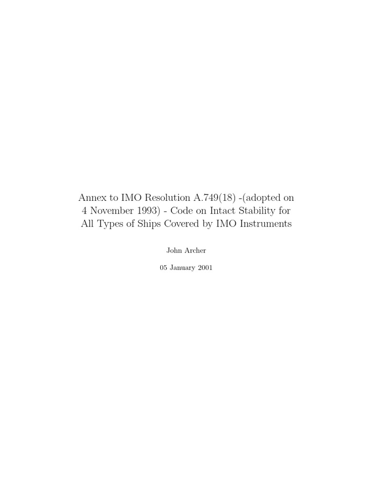 Intact Stability Code for Ships | PDF | Ships | Hull (Watercraft)