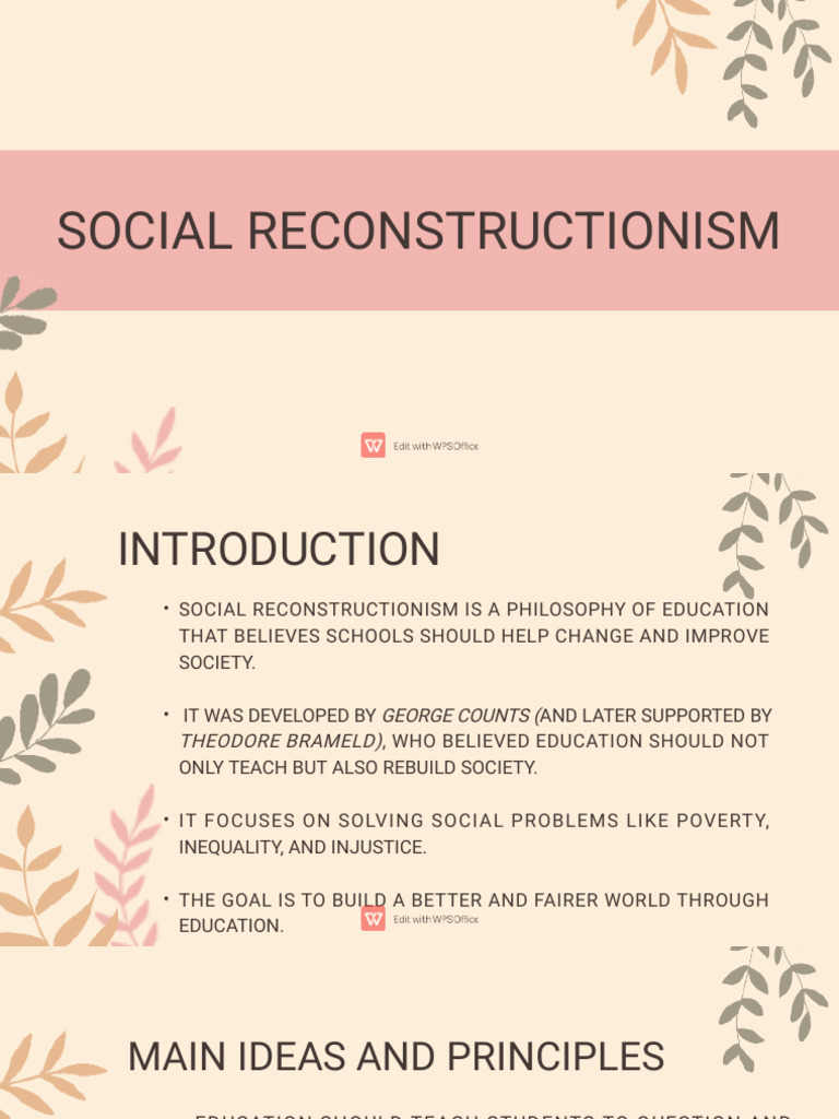 Social Reconstructionism in Education | PDF